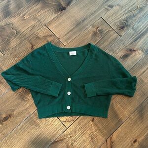 Aritzia Deep Green Button-Up Cardigan